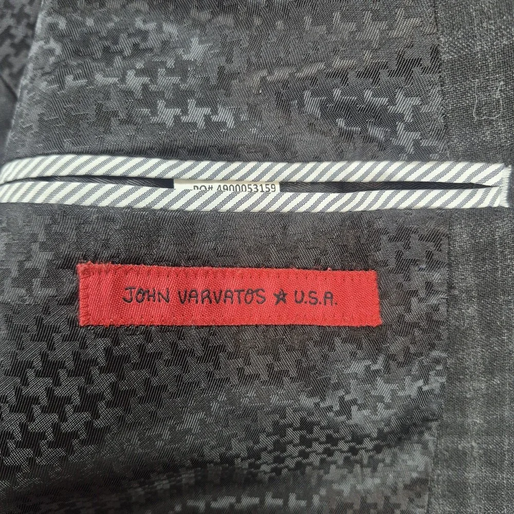 John Varvatos Blazer Mens 46R Gray Gingham Check Wool Unstructured Sport Coat